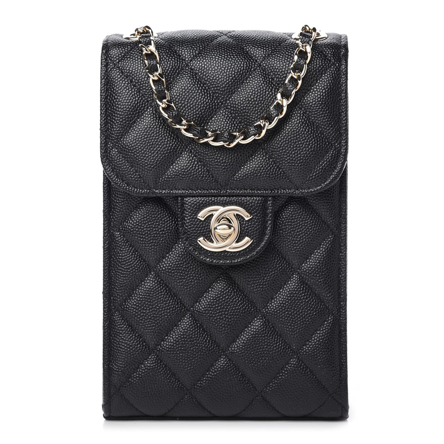 Caviar Quilted Classic Phone Holder Black