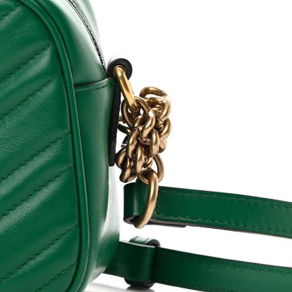 Gucci Calfskin Matelasse Small GG Marmont Chain Shoulder Bag Emerald Green 11 of 14