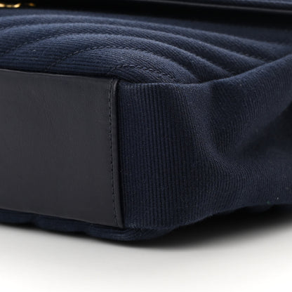 Saint Laurent Cotton Canvas Matelasse Chevron Monogram Medium College Bag Deeply Blue 10 of 14