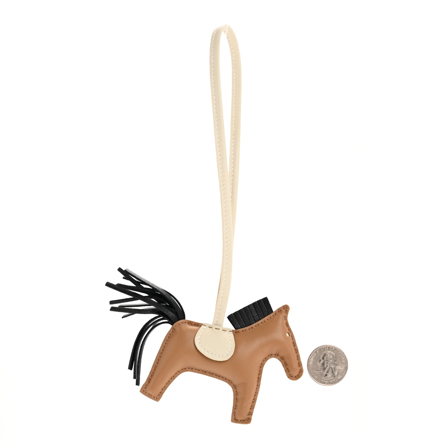 Milo Lambskin Grigri Rodeo Bag Charm PM Chai Black Craie