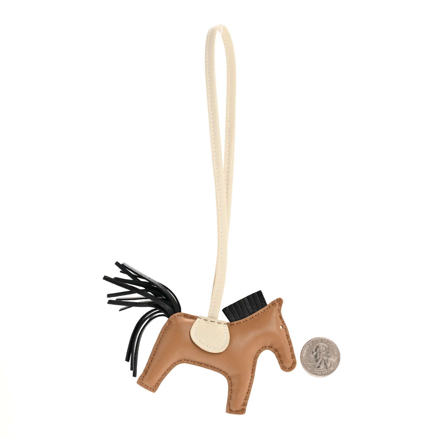 Hermes Milo Lambskin Grigri Rodeo Bag Charm PM Chai Black Craie 2 of 4