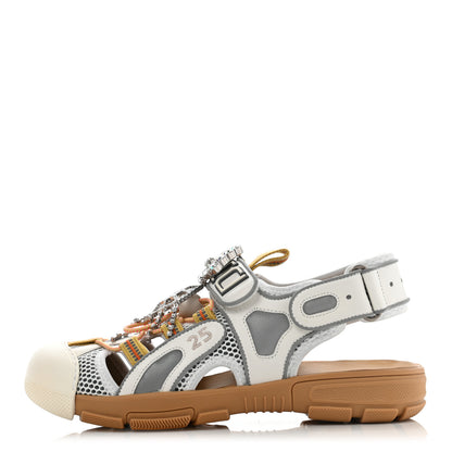 Gucci Mesh Fabric Tinsel Sport Sandals 38 White Silver 1 of 10