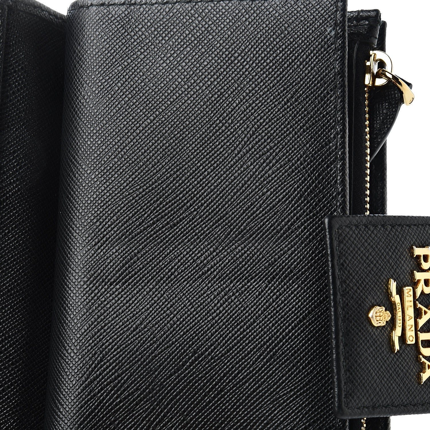 Prada Saffiano Metal Medium Wallet Black 9 of 11