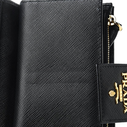 Prada Saffiano Metal Medium Wallet Black 9 of 11
