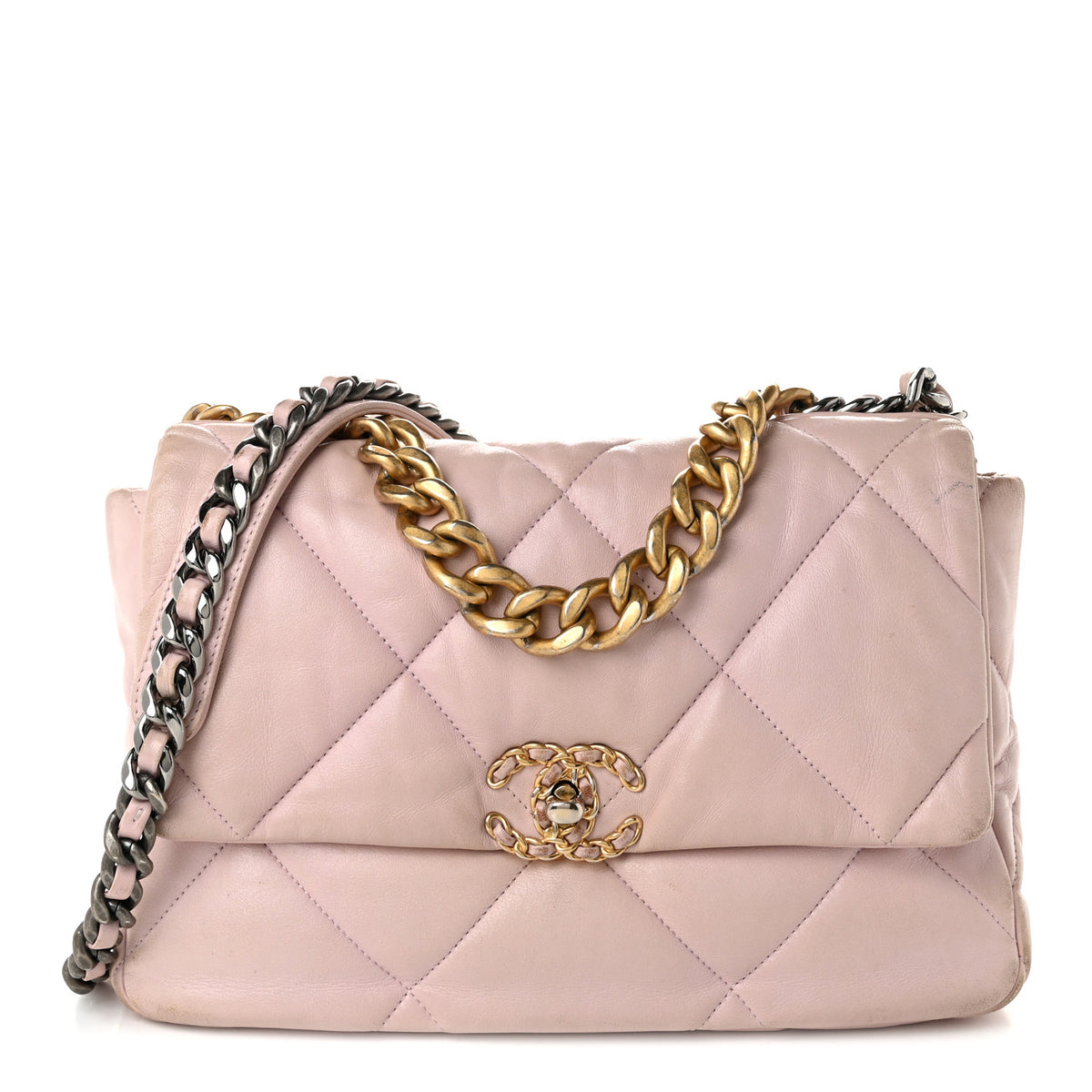 Chanel Lambskin Quilted Large Chanel 19 Flap Light Pink 1 of 15