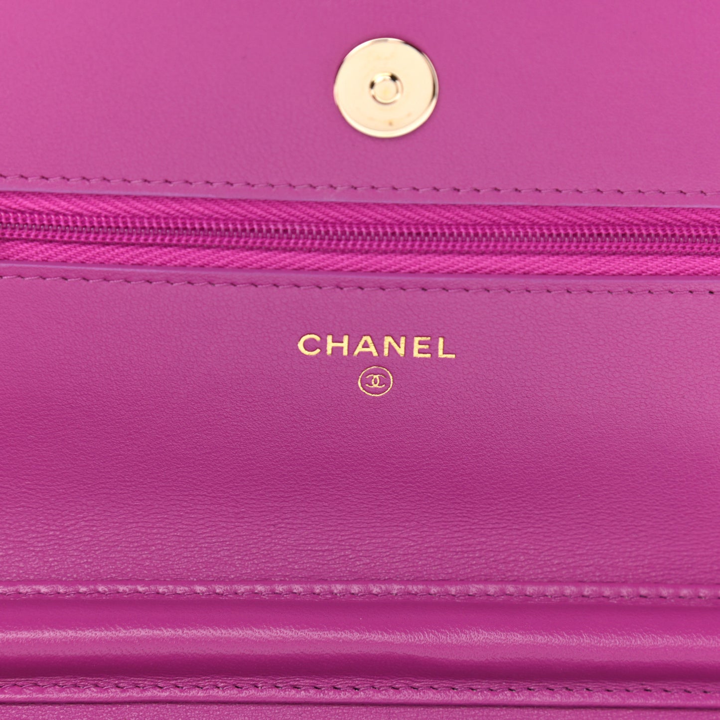 Lambskin Quilted Wallet On Chain WOC Dark Blue Pink