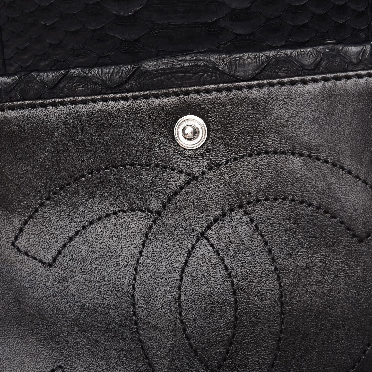 Matte Python Maxi Double Flap Black