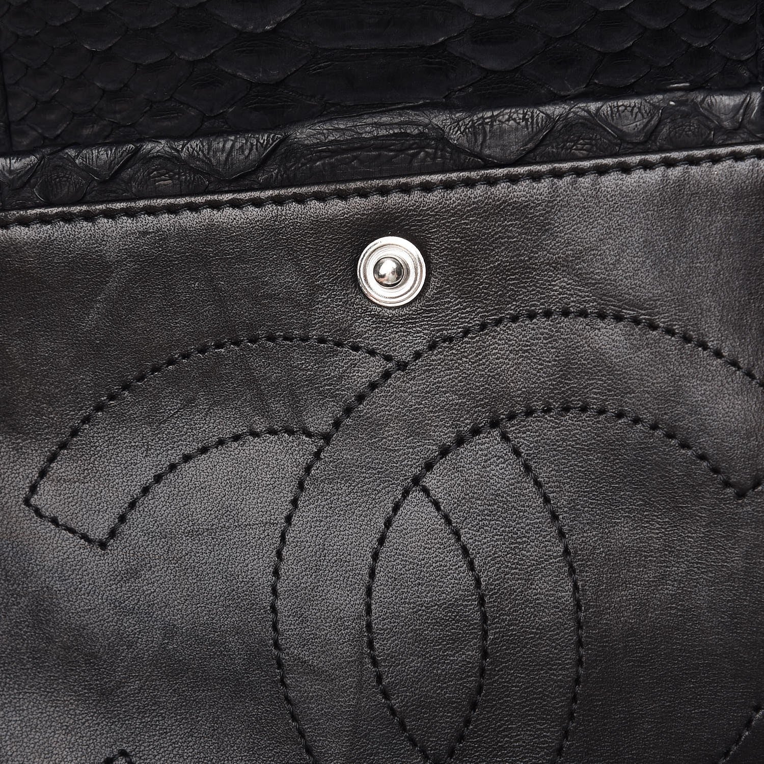 Chanel Matte Python Maxi Double Flap Black 10 of 13