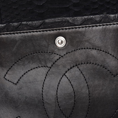 Chanel Matte Python Maxi Double Flap Black 10 of 13