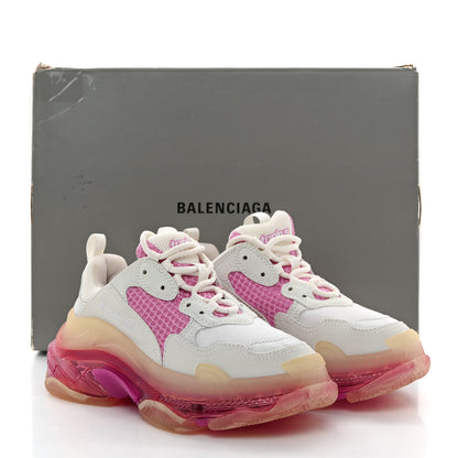 Balenciaga Fabric Mesh Clear Sole Womens Triple S Sneakers 36 White Pink 9 of 9