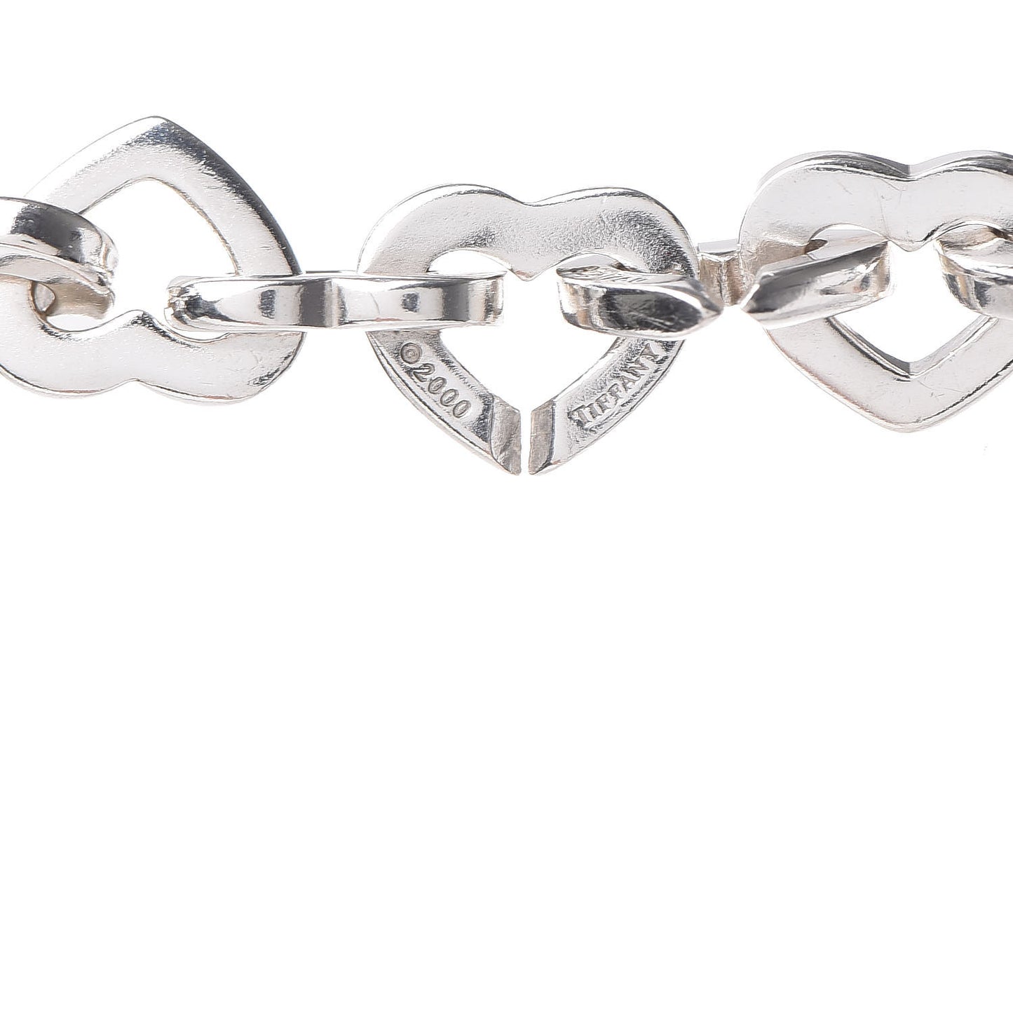 Sterling Silver 18K Yellow Gold Heart Link Necklace