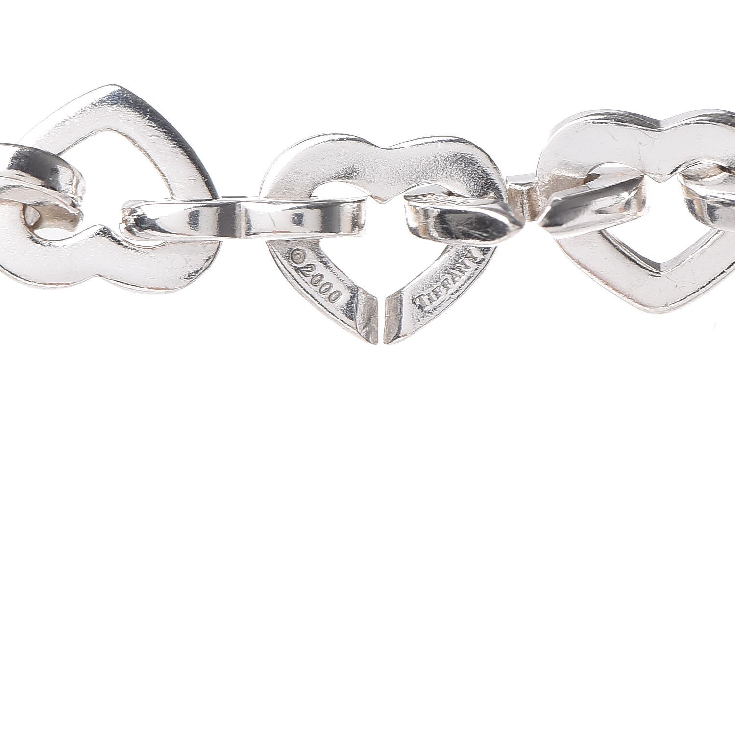 Tiffany Sterling Silver 18K Yellow Gold Heart Link Necklace 4 of 6