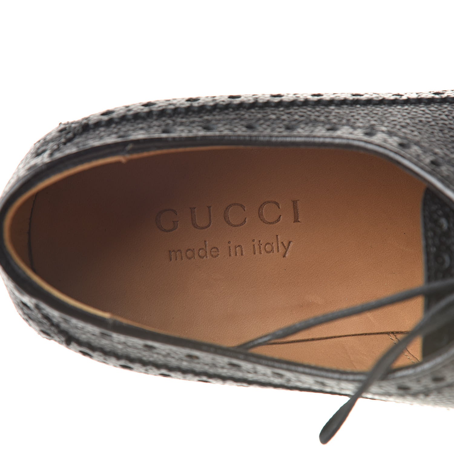 Gucci Calfskin Web Mens Queercore Brogue Derby Shoes 9.5 Black 8 of 9