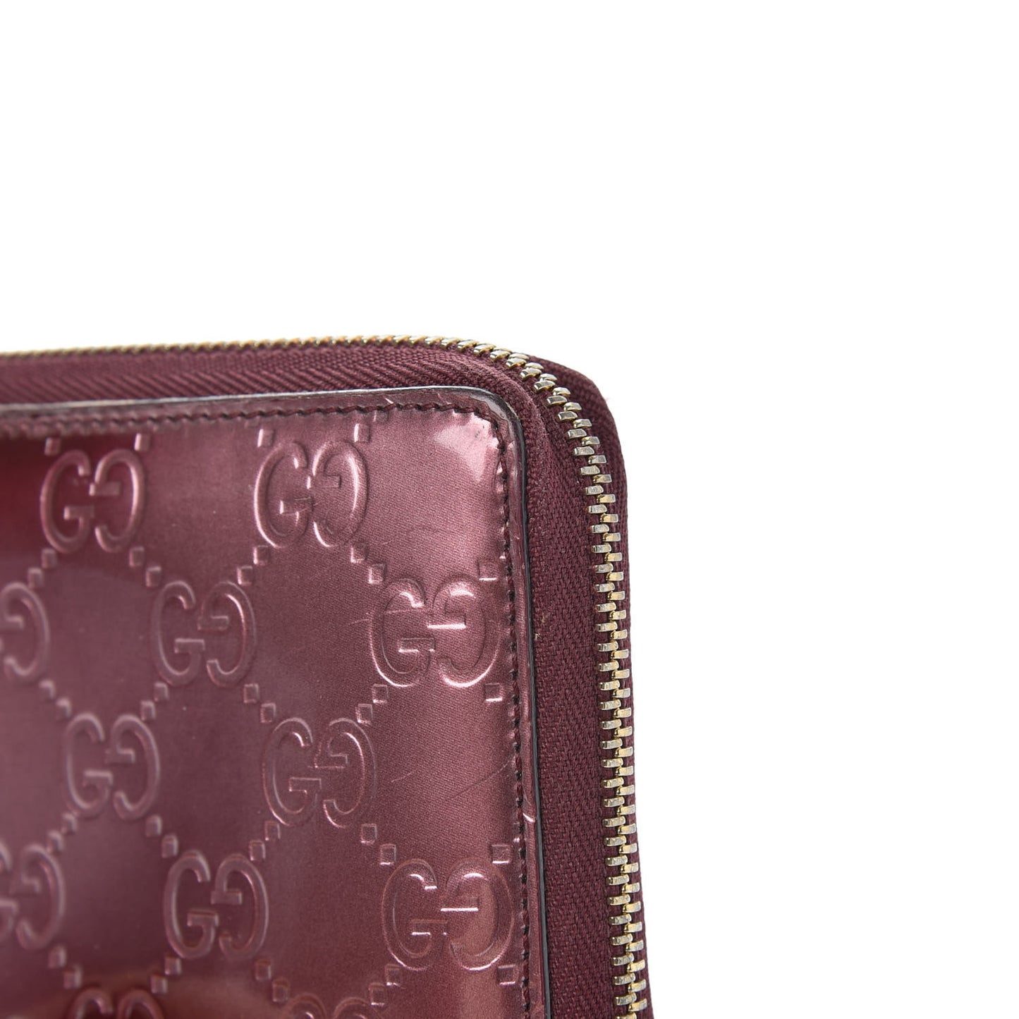 Shine Guccissima Margaux Calfskin Lovely Zip Around Wallet Scarlatto