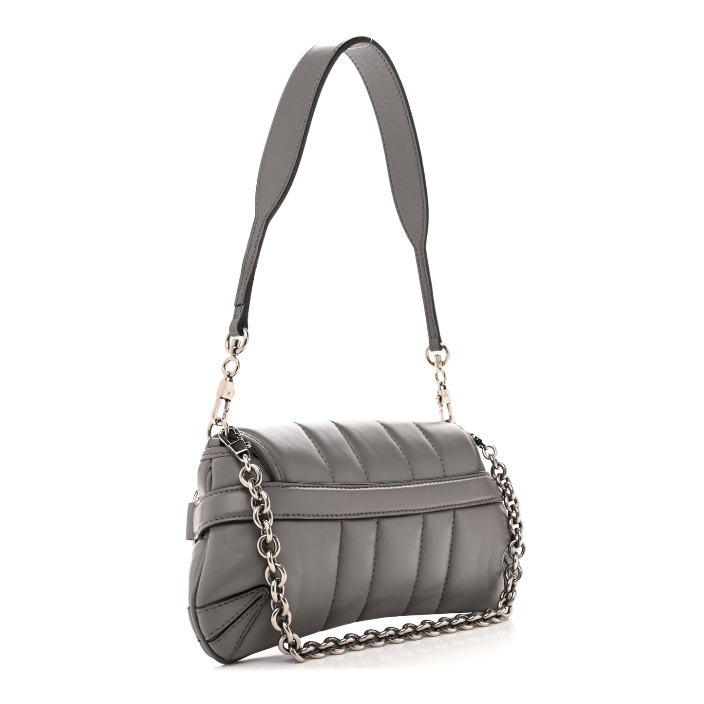 Nappa Vertical Matelasse Small Maxi Horsebit Chain Shoulder Bag Gray