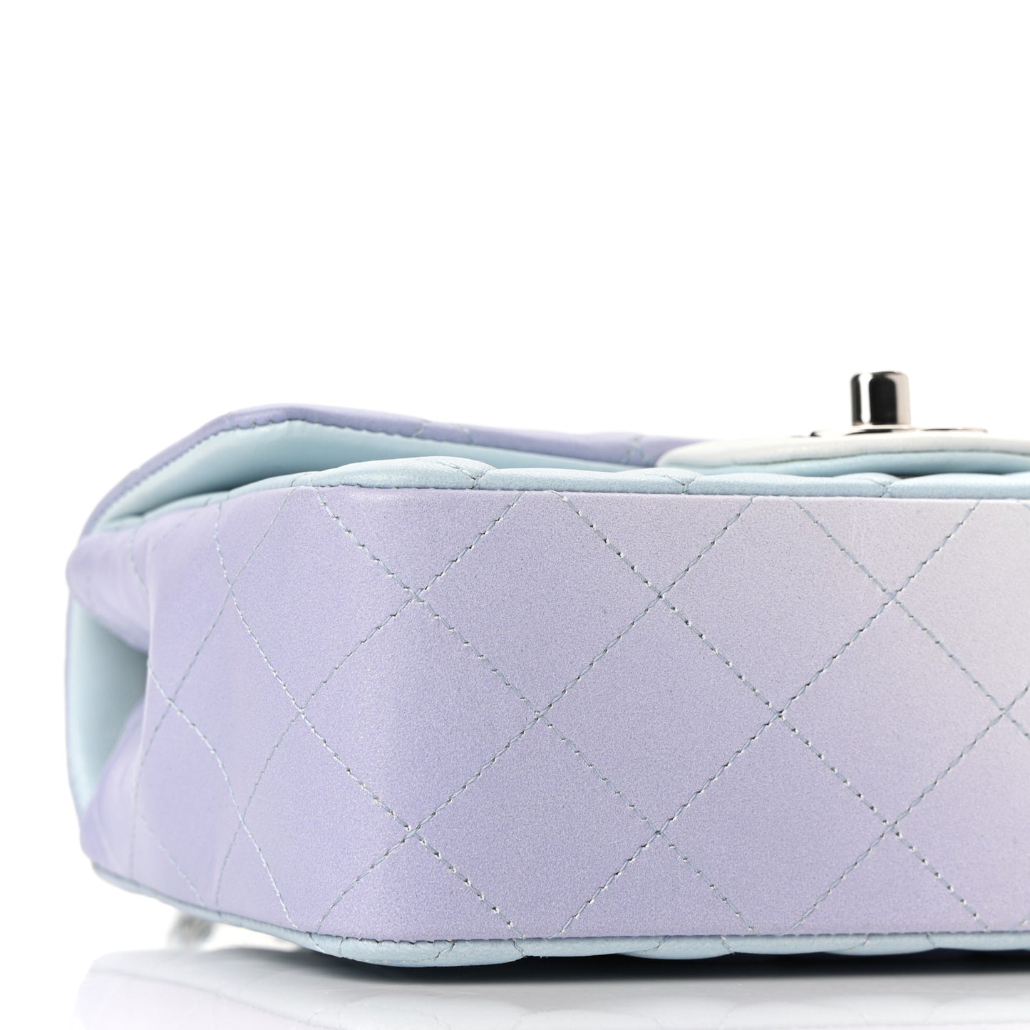 Perforated Lambskin Quilted Mini Rectangular Flap Light Blue Light Purple White