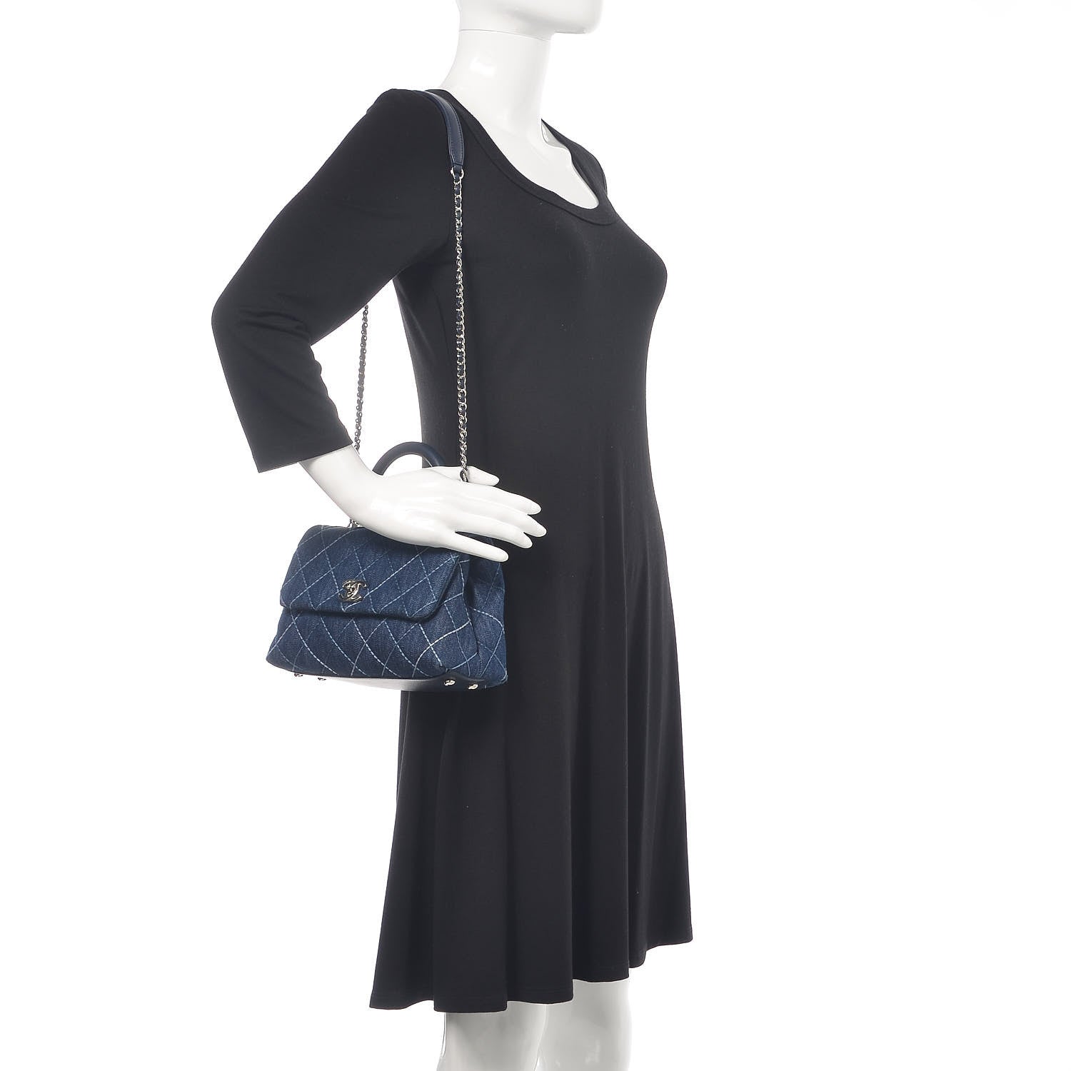 Chanel Denim Quilted Mini Coco Handle Flap Blue 2 of 13