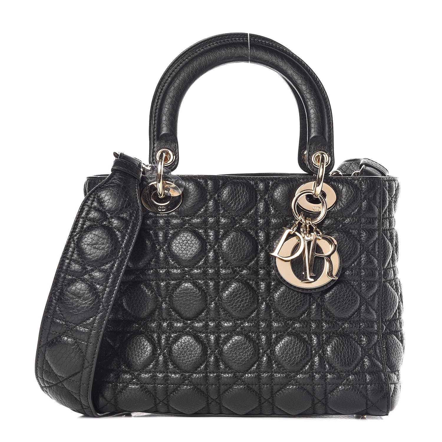 Christian Dior Grained Calfskin Cannage Medium Supple Lady Dior Black 1 of 10