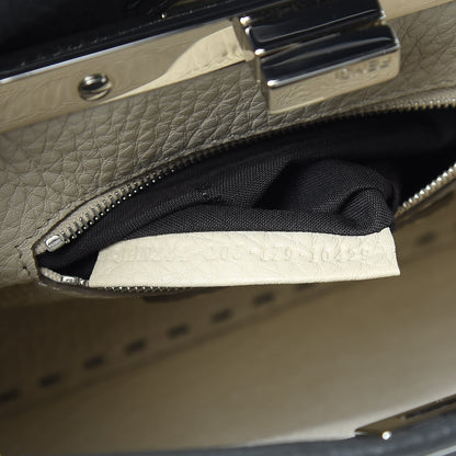 Fendi Cuoio Romano Selleria Bi-Color Mini Peekaboo Iconic Satchel Asfalto Latte 8 of 10