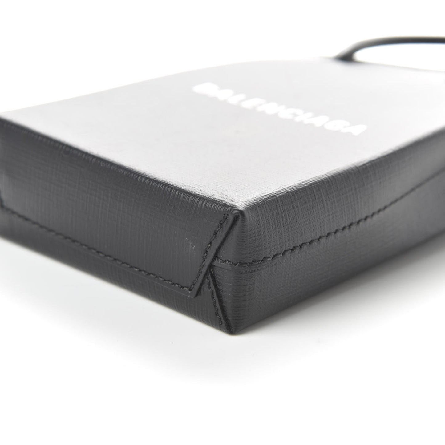 Squared Calfskin Logo Shopping Phone Holder Bag Black