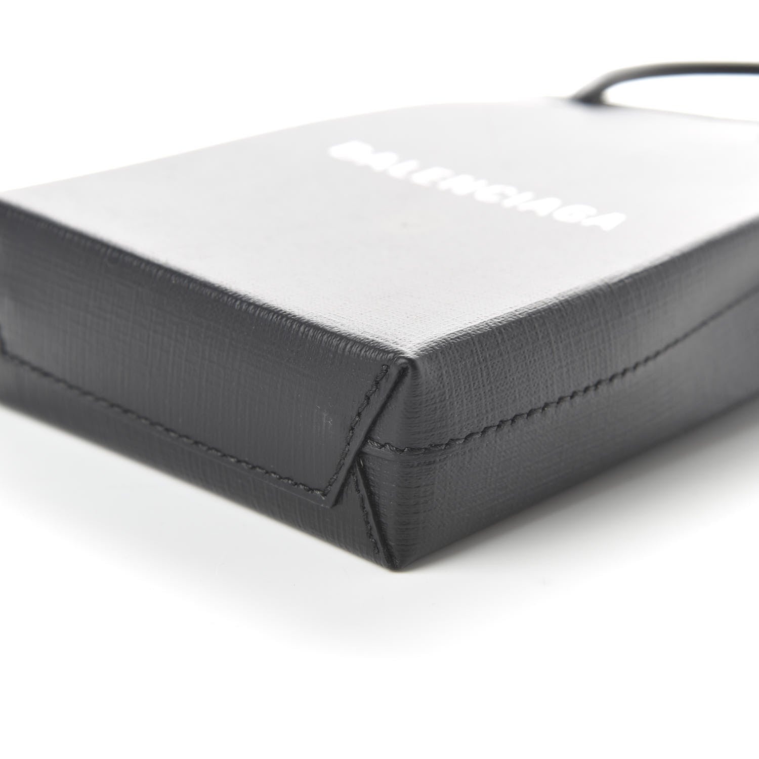 Balenciaga Squared Calfskin Logo Shopping Phone Holder Bag Black 7 of 9