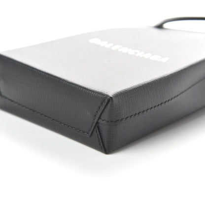 Balenciaga Squared Calfskin Logo Shopping Phone Holder Bag Black 7 of 9