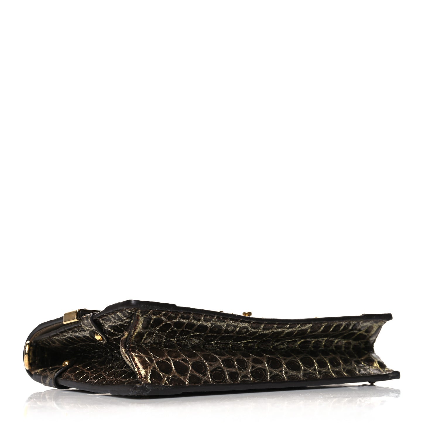 Crocodile Trunk Chain Wallet Gold Black