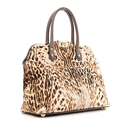 Valentino Garavani Calf Hair Cavallino Animal Rockstud Dome Satchel Leopard 3 of 19