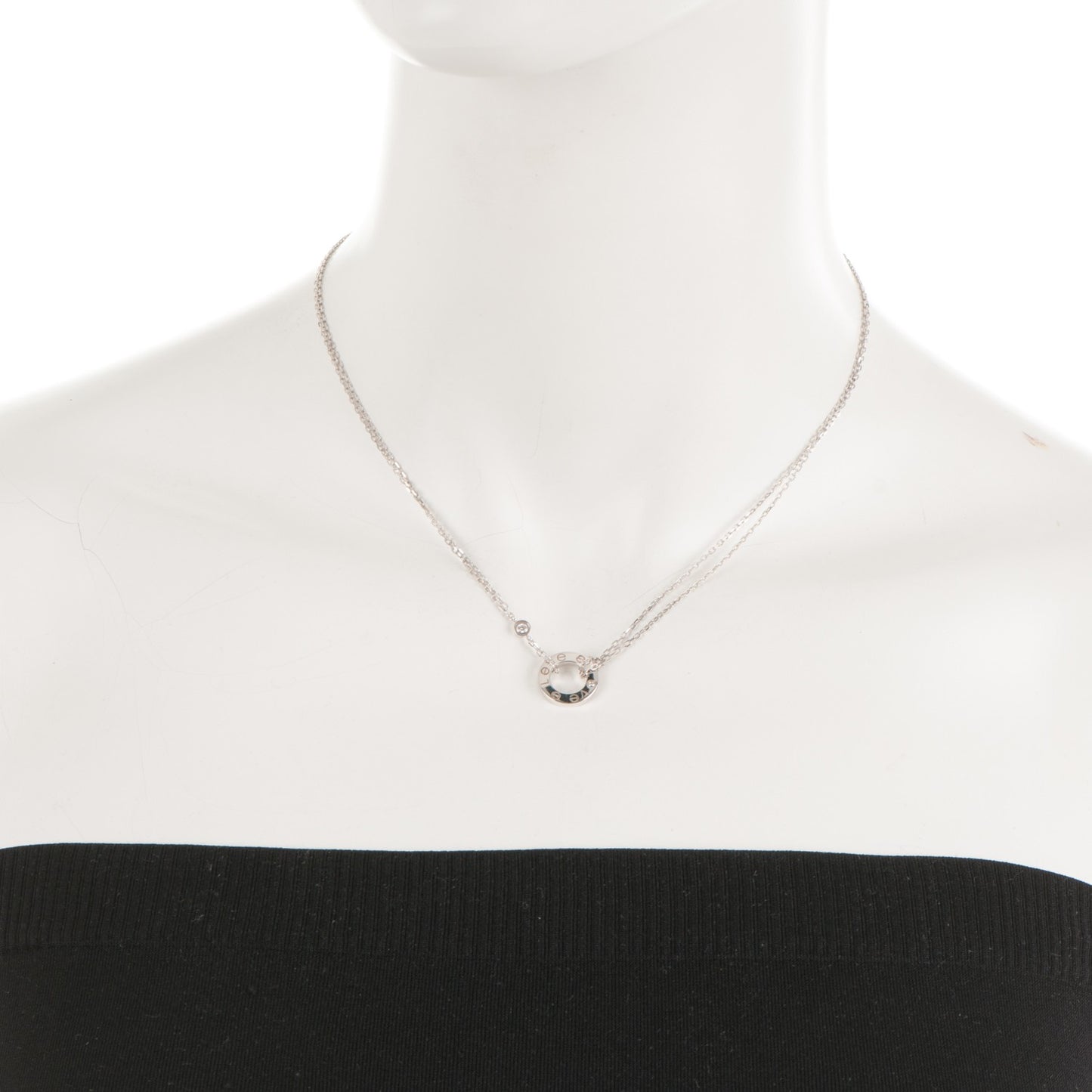 18K White Gold 2 Diamond LOVE Necklace
