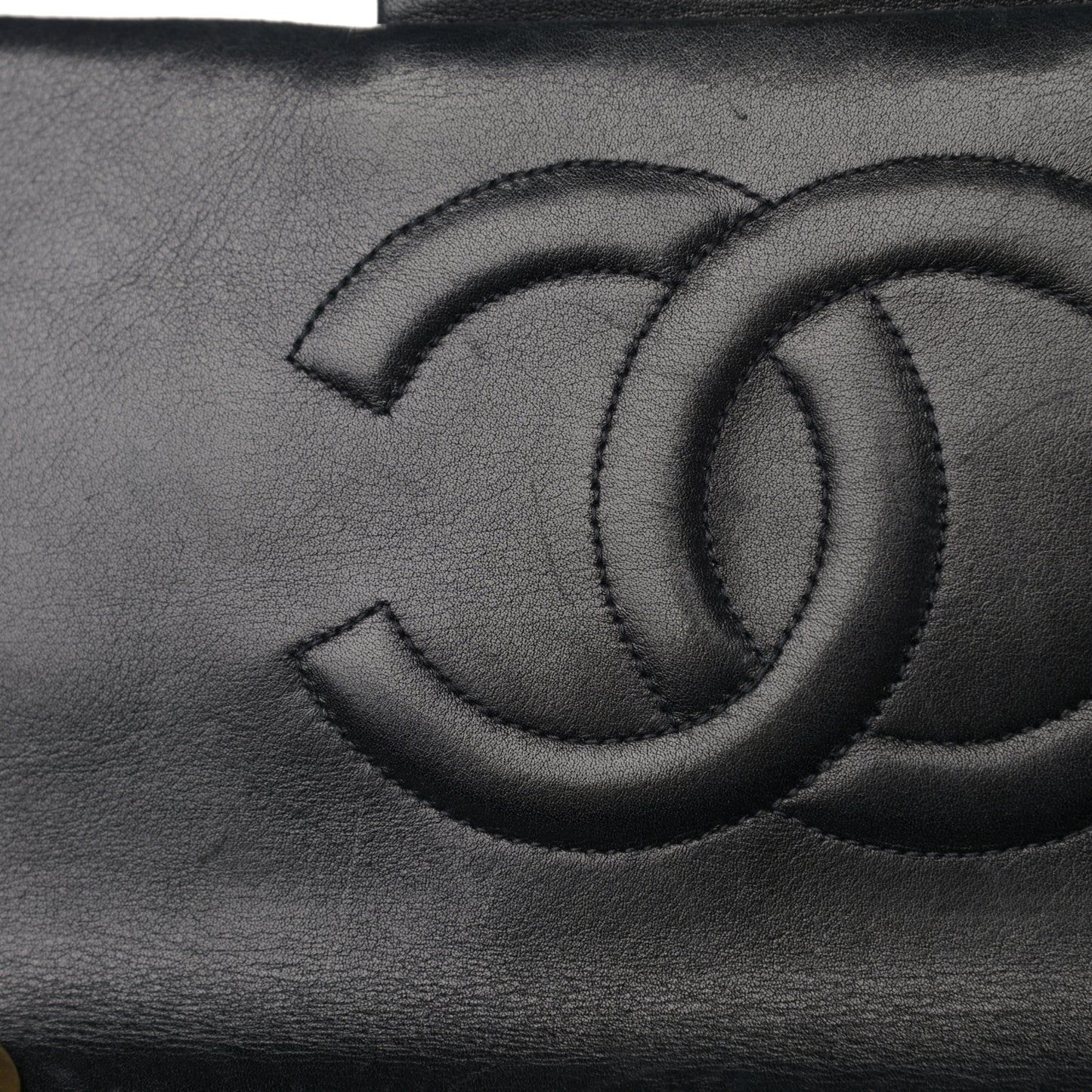 Lambskin Quilted XL Jumbo Single Flap Black