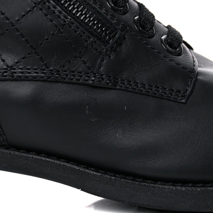 Chanel Calfskin Quilted Lace Up Combat Boots 40.5 Black 10 of 17