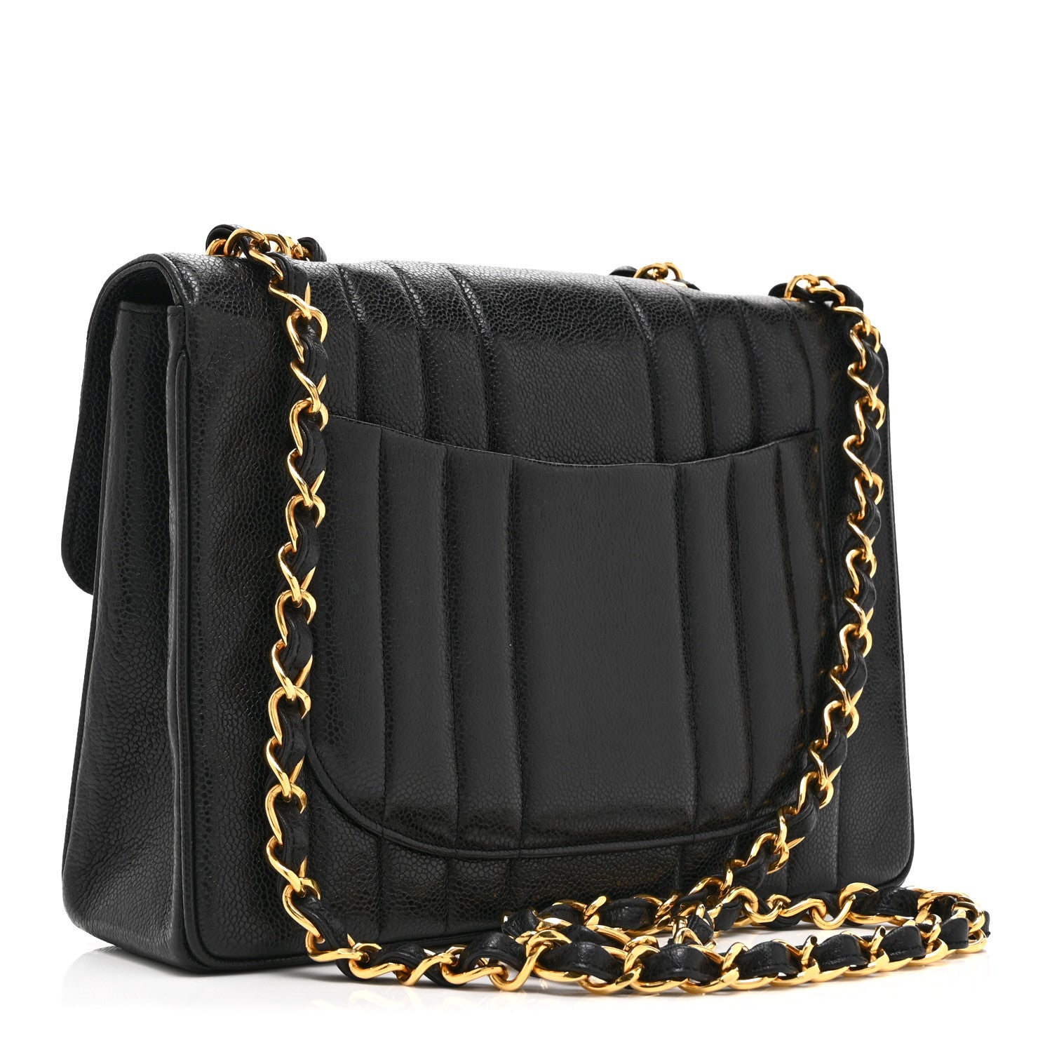 Chanel Caviar Vertical Quilted Jumbo Single Flap Black 3 of 10