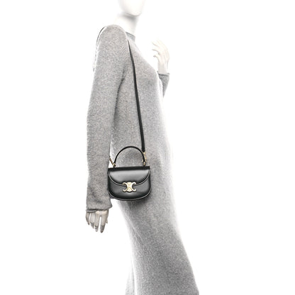 Celine Shiny Calfskin Triomphe Mini Besace Clea Black 2 of 9