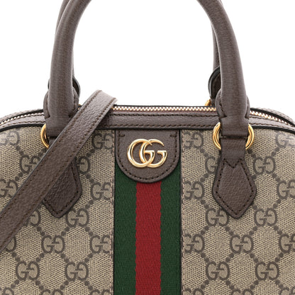 Gucci GG Supreme Monogram Textured Dollar Calfskin Web Mini Ophidia Top Handle Bag Beige Ebony New Acero 8 of 11