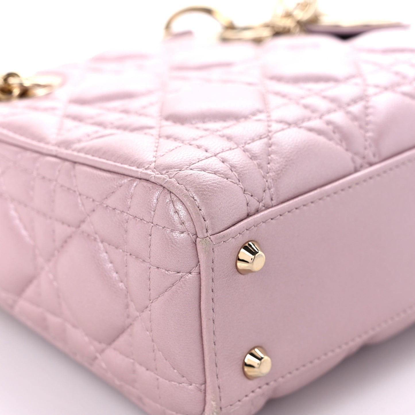 Metallic Lambskin Cannage Mini Lady Dior Lotus