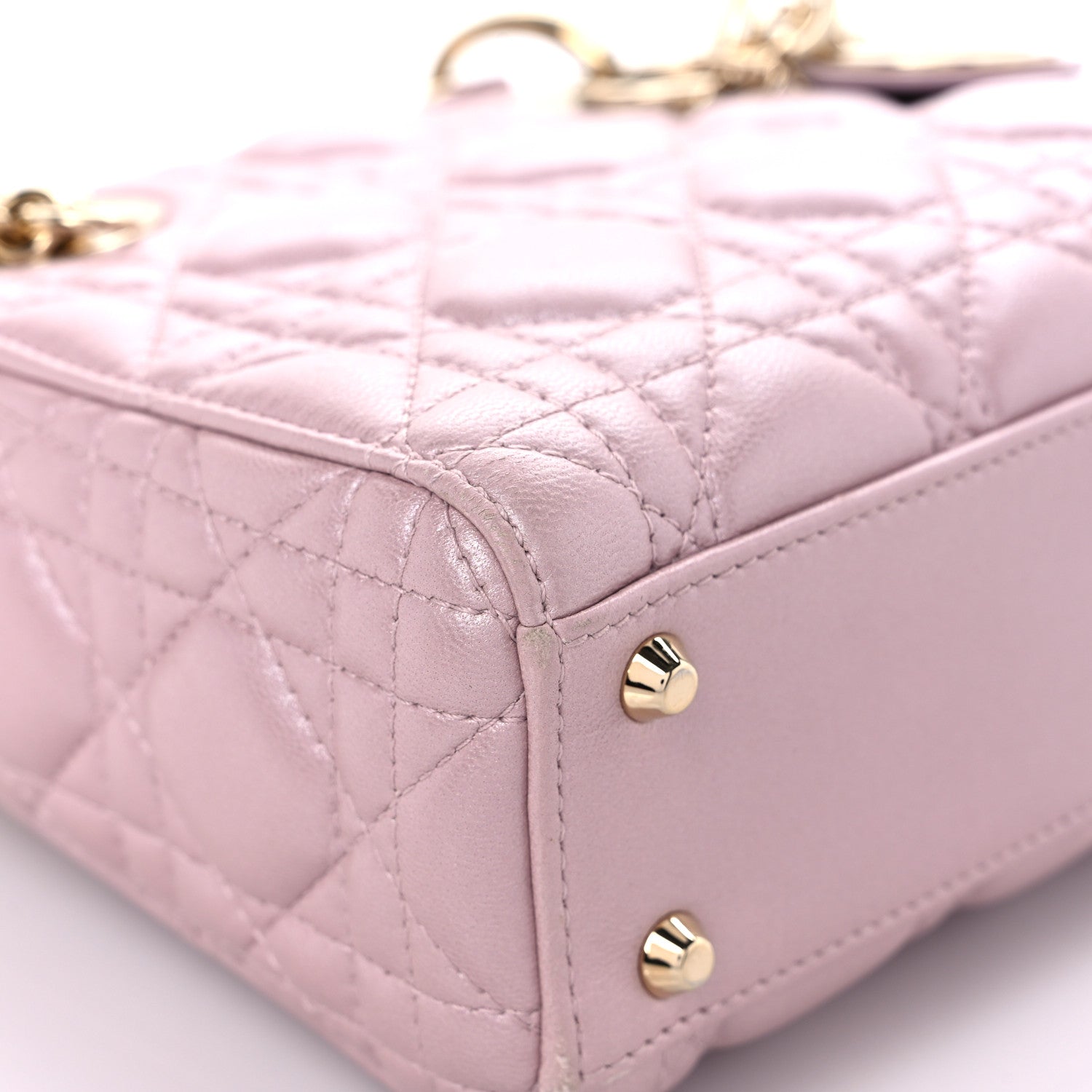 Christian Dior Metallic Lambskin Cannage Mini Lady Dior Lotus 6 of 17