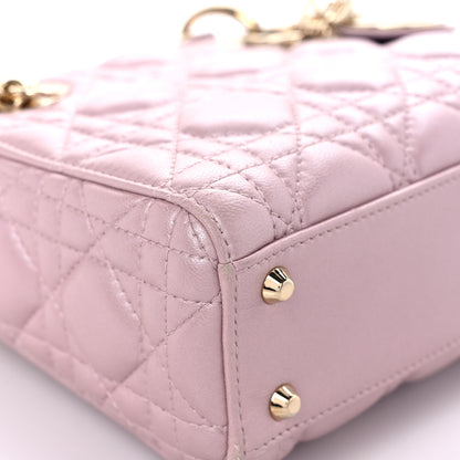 Christian Dior Metallic Lambskin Cannage Mini Lady Dior Lotus 6 of 17