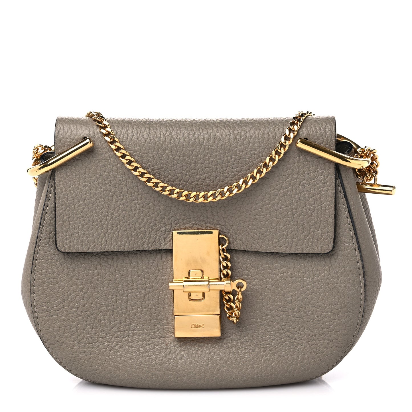 Grained Lambskin Mini Drew Shoulder Bag Motty Grey
