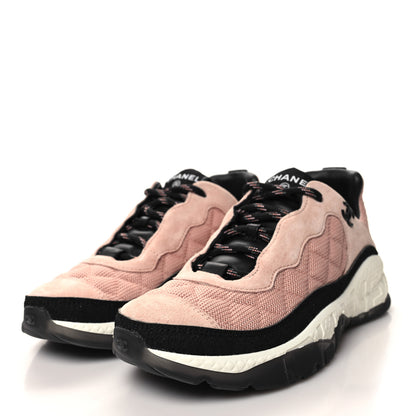 Chanel Mesh Suede Calfskin Quilted Sneakers 38 Pink Beige 3 of 8