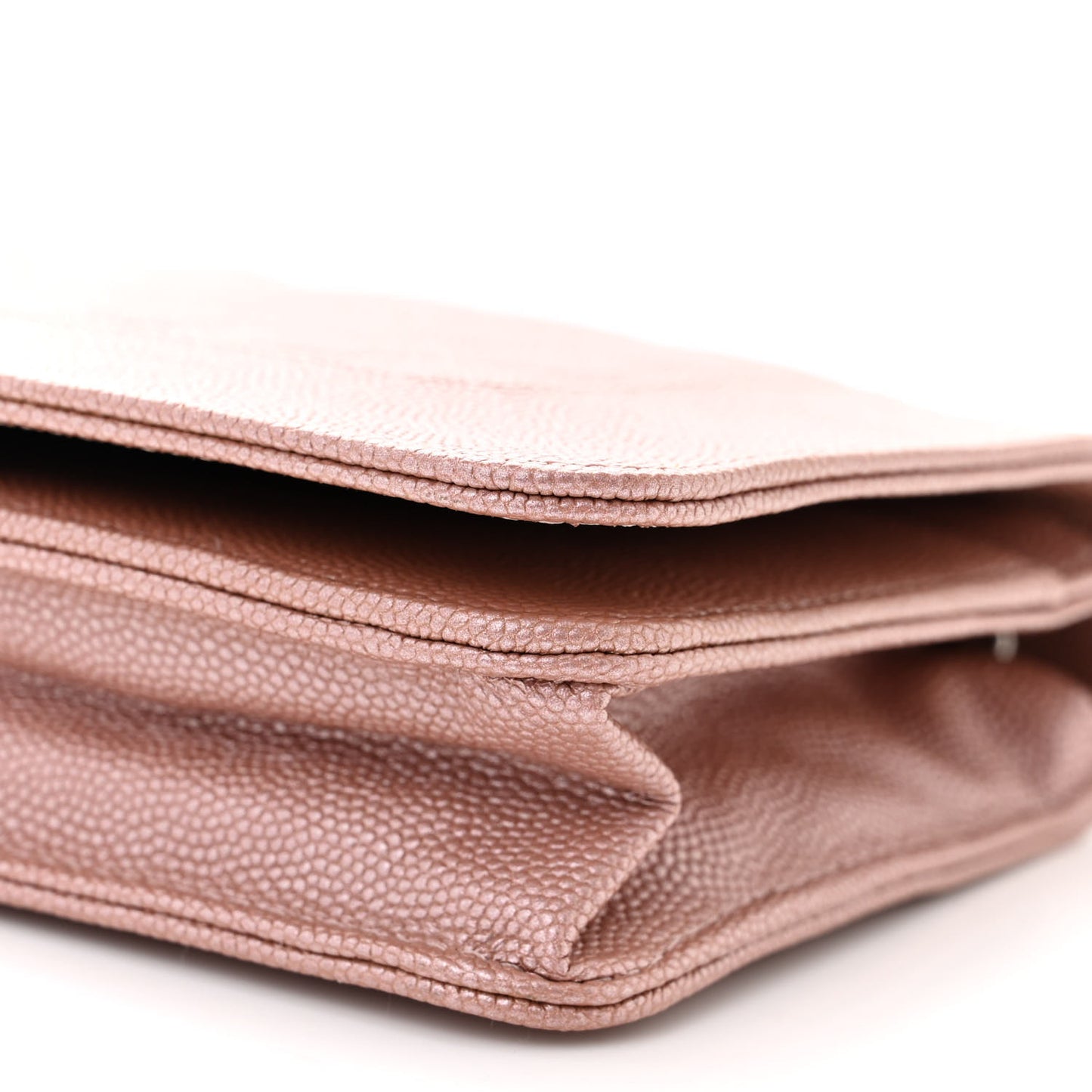 Metallic Caviar Chevron Quilted Vintage Mademoiselle Wallet On Chain WOC Pink
