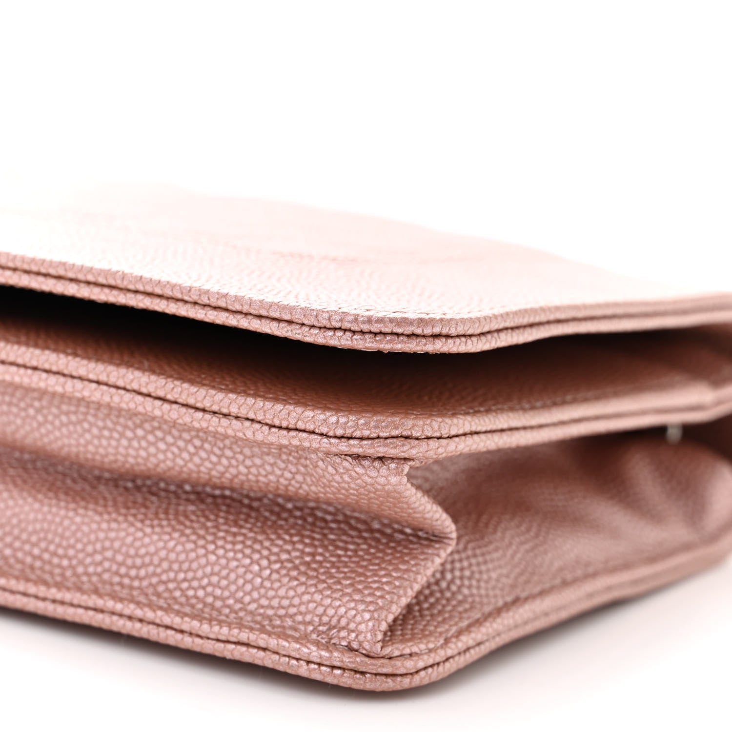 Chanel Metallic Caviar Chevron Quilted Vintage Mademoiselle Wallet On Chain WOC Pink 11 of 12
