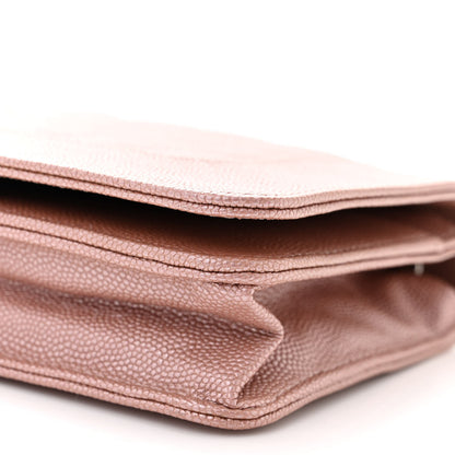 Chanel Metallic Caviar Chevron Quilted Vintage Mademoiselle Wallet On Chain WOC Pink 11 of 12