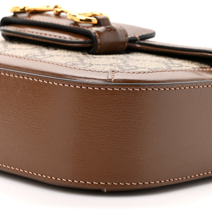 Gucci GG Supreme Monogram Azalea Calfskin Web Mini Horsebit 1955 Shoulder Bag Beige Ebony Brown Sugar 8 of 11