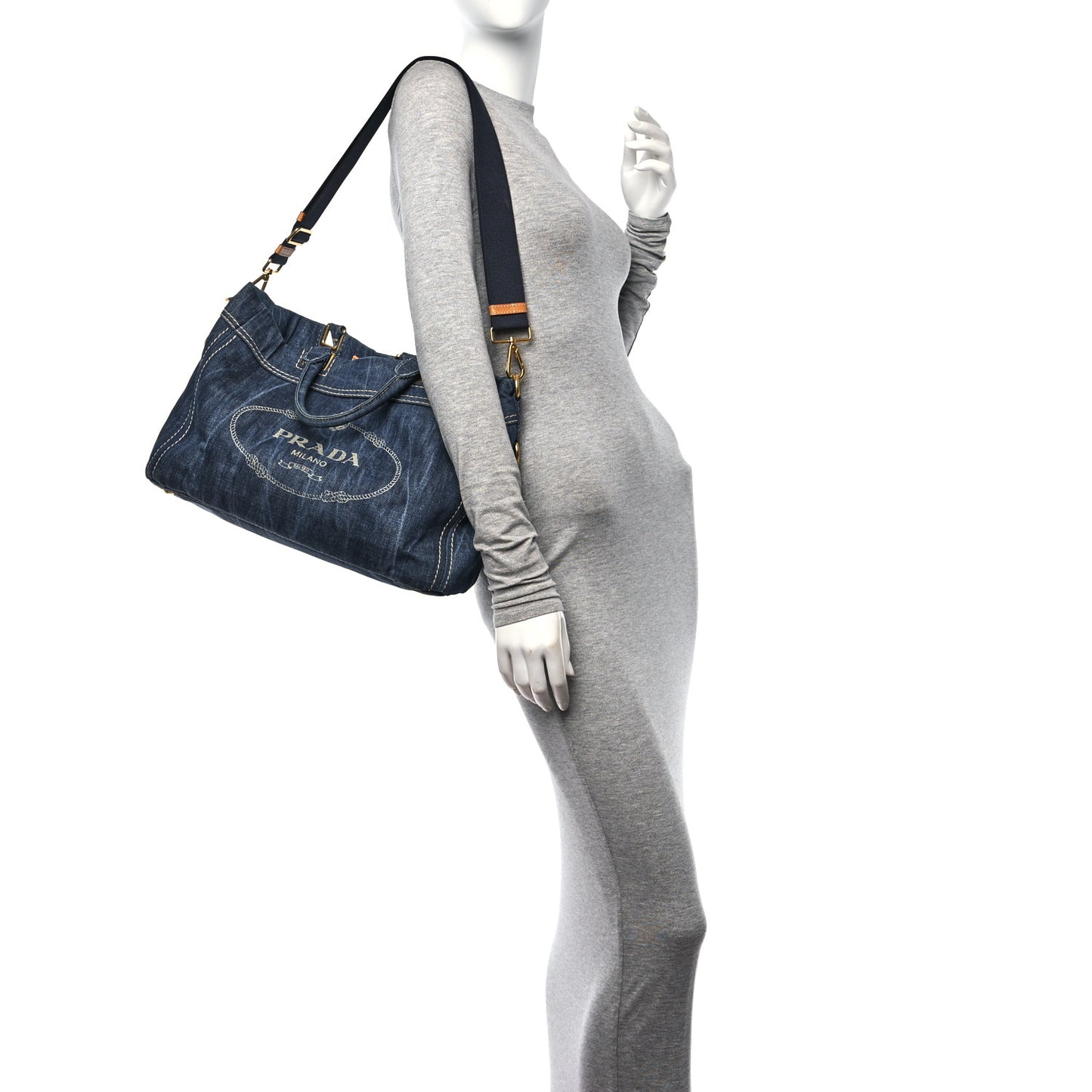 Denim Large Logo Shopping Tote