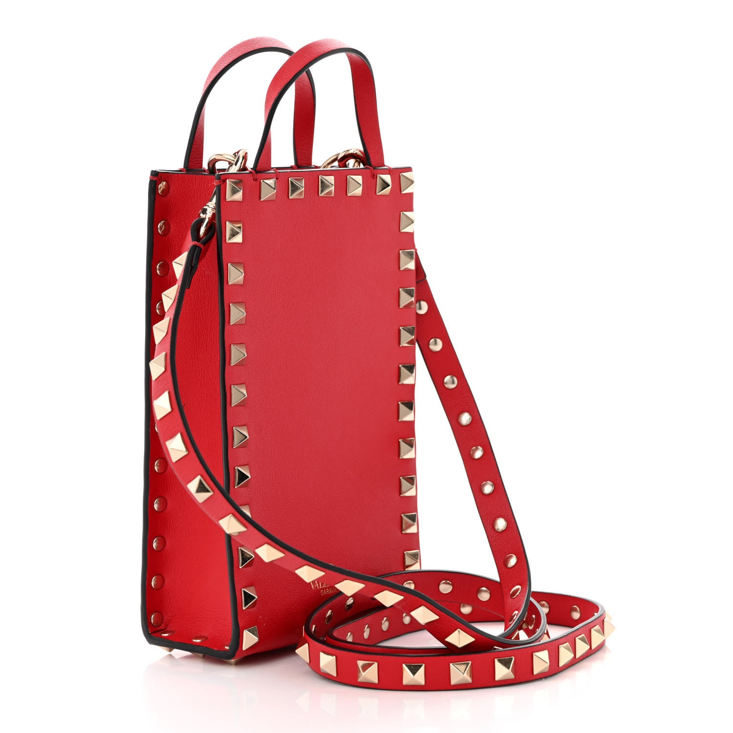 Valentino Garavani Calfskin Rockstud Phone Holder Red 3 of 9