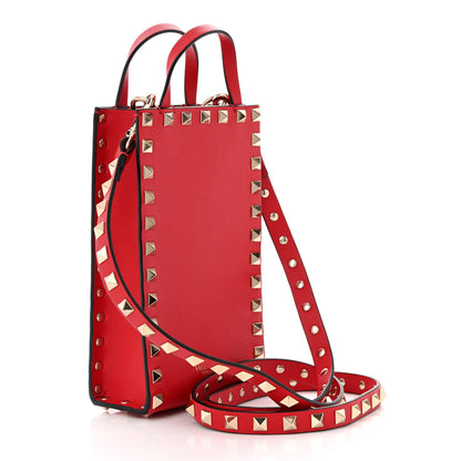 Valentino Garavani Calfskin Rockstud Phone Holder Red 3 of 9