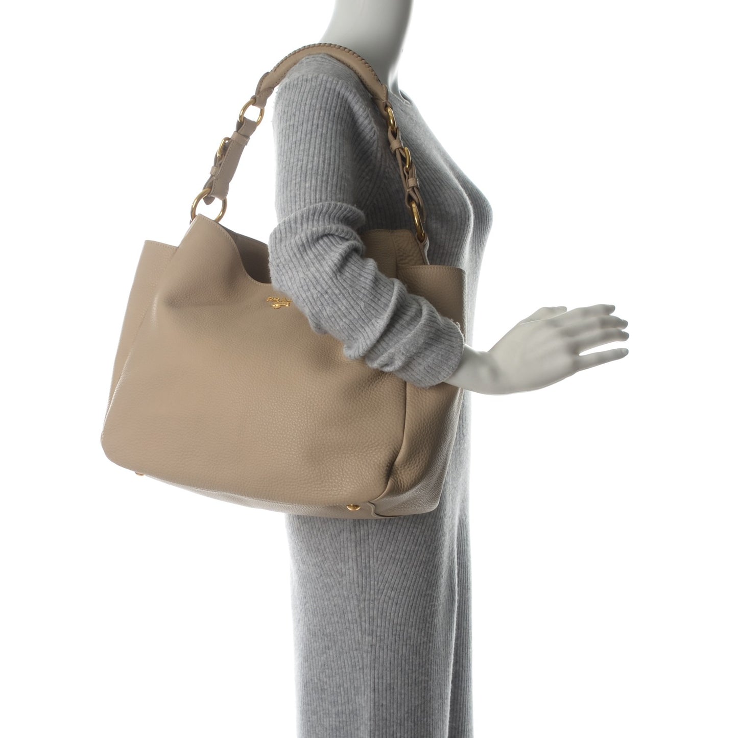 Vitello Daino Side Pocket Hobo Sabbia