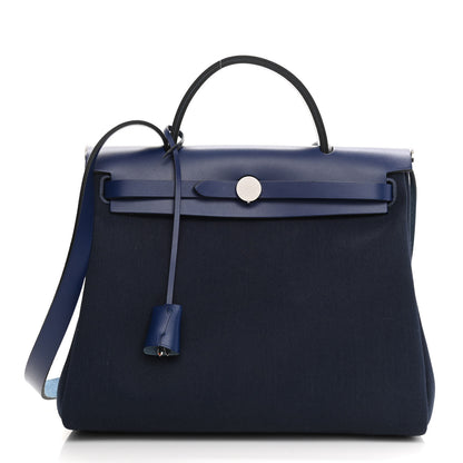 Hermes Military Toile Vache Hunter Herbag Zip 31 PM Bleu Marine Bleu Saphir 3 of 9
