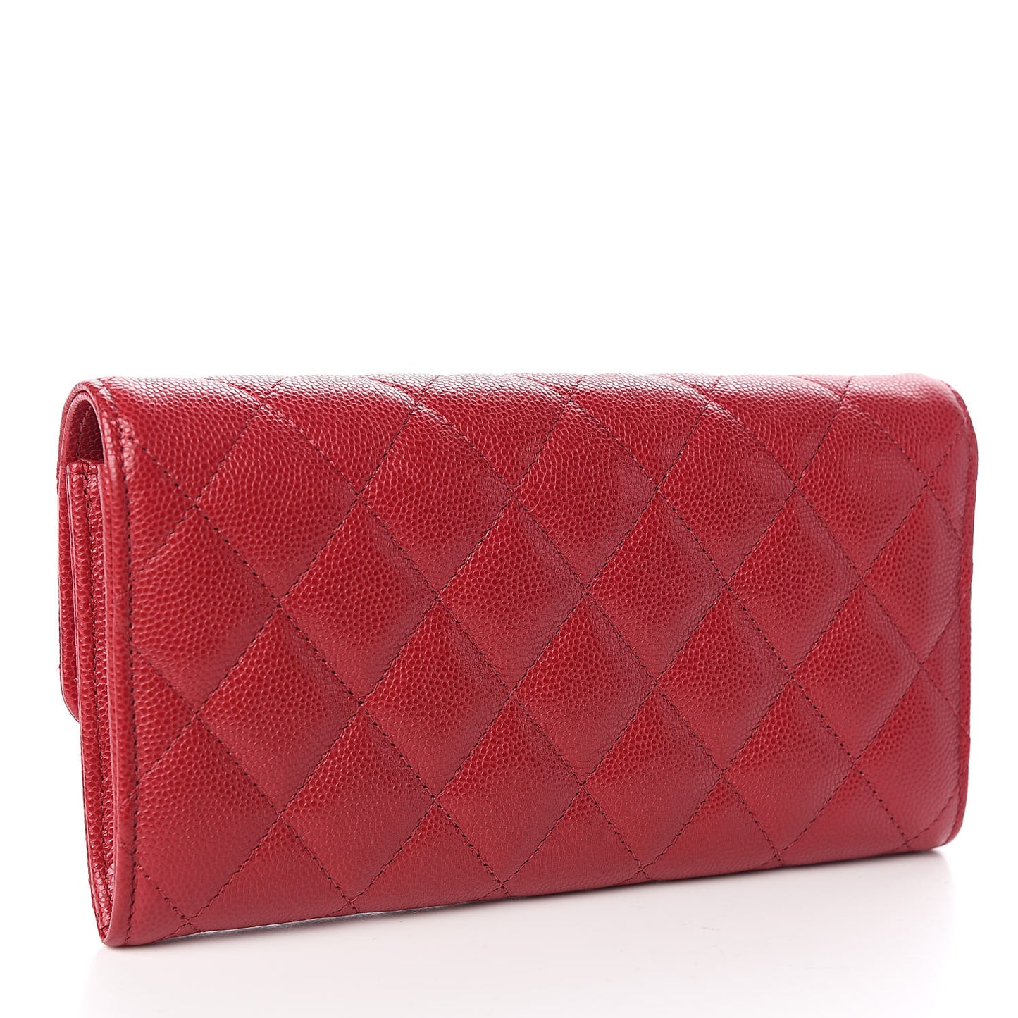 Caviar Quilted Large Gusset Flap Wallet Pink