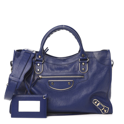 Balenciaga Chevre Gold Metallic Edge Hardware City Bleu Roi 1 of 9